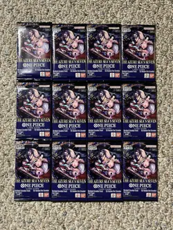 12 x One Piece OP14 - THE AZURE SEA’S SEVEN - Sleeved Blister Booster Packs Lot - Image 1