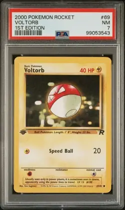 TCG 1999 Pokemon TEAM ROCKET Non-Holo 1ST Edition Card VOLTORB # 69 PSA 7 - Image 1