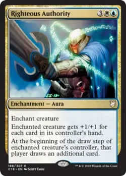 Light Play, English MTG Regular Righteous Authority Commander 2018 Magic the Gat - Image 1
