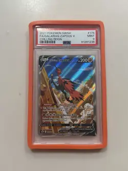 2021 Pokemon Sword & Shield Chilling Reign Fa/Galarian Zapdos V #174 PSA 9 - Image 1