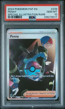2024 POKEMON PAF EN-PALDEAN FATES SPECIAL ILLUSTRATION RARE #239 PENNY PSA 10 - Image 1
