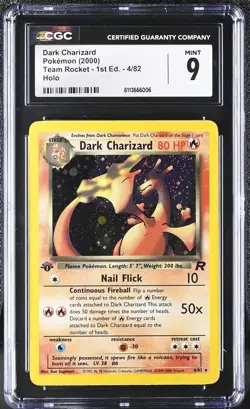 Dark Charizard First Edition Team Rocket CGC 9 Mint 4/82 Pokemon 2000 Card - Image 1