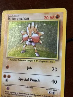 Pokemon Base Set Hitmonchan 7/102 Holo Rare MP - Image 3