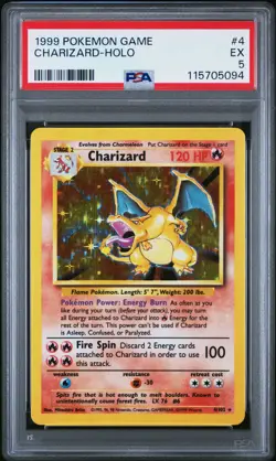 1999 POKEMON GAME #4 CHARIZARD-HOLO PSA 5 - Image 1