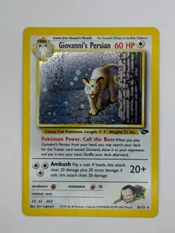 Giovanni's Persian 8/132 - Gym Challenge Holo Rare Vintage Pokemon TCG - NM - Image 1