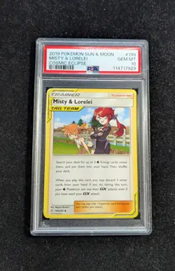 2019 Pokemon Sun & Moon Cosmic Eclipse Misty & Lorelei 199/236 PSA 10 Pop 8 - Image 1