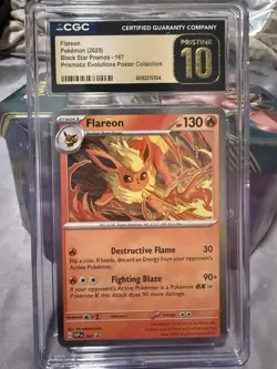 Flareon Pokemon 2025 Black Star Promo 167 Prismatic Evolutions CGC PRISTINE 10 - Image 1