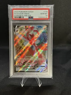 2020 Pokemon SWSH Darkness Ablaze Scizor Vmax #119 PSA 10 - Image 1