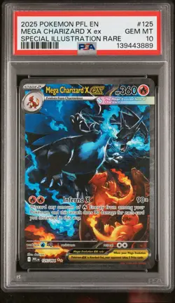 2025 POKEMON PFL EN-PHANTASMAL FLAMES #125 MEGA CHARIZARD X EX PSA 10 - Image 1