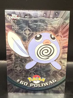 Pokemon 2000 Topps Chrome Pokemon Poliwag #60 TV Animation Edition Foil - Image 2
