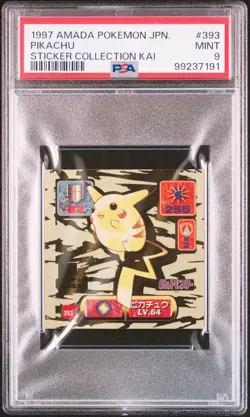 1997 AMADA POKEMON JPN STICKER COLL KAI #393 PIKACHU PSA 9 - Image 1