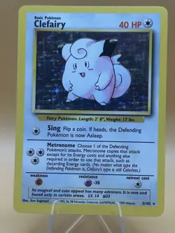 Pokemon Clefairy Holo Rare Base Set 5/102 Unlimited Near Mint - Image 1