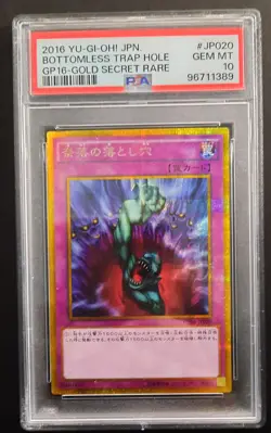 2016 PSA 10 GEM MINT YUGIOH JAPANESE GOLD ED SECRET RARE BOTTOMLESS TRAP HOLE - Image 1