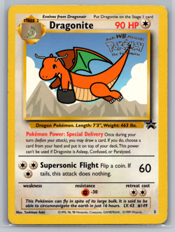 Dragonite 5 WB Stamped Movie Promo WOTC 1999 Pokemon Card LP - Image 1
