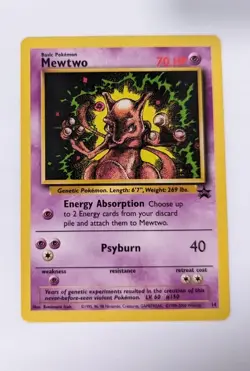 Pokemon Mewtwo 1995 Black Star Promo card 14 LV. 60 #150 - Image 1