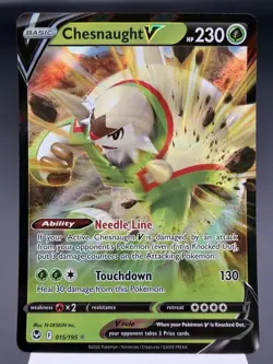 Chesnaught V 015/195 - Ultra Rare Holo - Silver Tempest Pokemon Card NM - Image 1