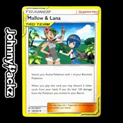Pokemon TCG - Mallow & Lana 198/236 Rare Card - Sun & Moon Cosmic Eclipse (NM) - Image 1