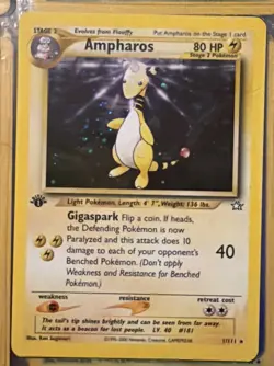 Pokemon TCG Ampharos Neo Genesis Holo Card 1/111 1st Edition Rare - Image 1