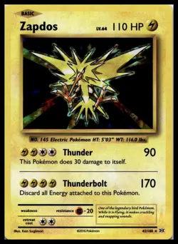 Zapdos 42/108 XY - Evolutions Holo Rare Pokemon Card | NM - Image 1