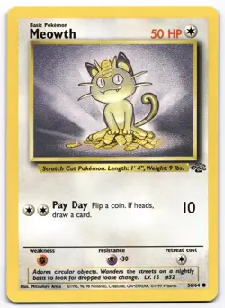 Meowth 56/64 Jungle Pokemon Card Vintage WOTC | LP - Image 1