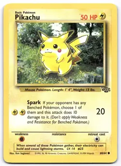 Pikachu 60/64 Jungle Pokemon Card Vintage WOTC | LP - Image 1