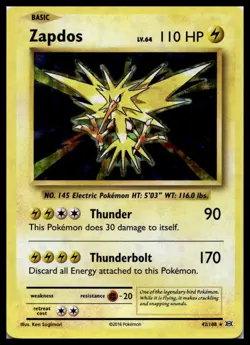 Zapdos 42/108 XY - Evolutions Holo Rare Pokemon Card | NM - Image 1