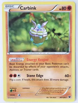 Carbink 49/124 LP / VLP - Yuka Morii Clay Art - RARE Fates Collide Pokemon Card - Image 1