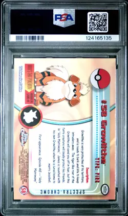 2000 TOPPS CHROME POKEMON T.V. SPECTRA #58 GROWLITHE PSA 9 - Image 2