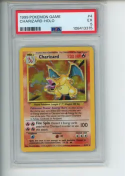 1999 Pokemon Base Set Charizard 4/102 Unlimited Holo Rare PSA 5 EX - Image 1