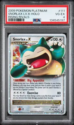 2009 POKEMON PLATINUM RISING RIVALS #111 SNORLAX LV.X-HOLO PSA 4 - Image 1