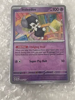 Pokemon TCG Indeedee 093/191 Sv08: Surging Sparks Reverse Holo NM - Image 1