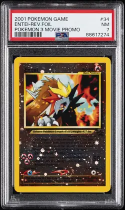 2001 POKEMON GAME MOVIE POKEMON 3 MOVIE PROMO #34 ENTEI-REVERSE FOIL PSA 7 - Image 1