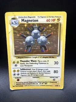 Pokemon TCG Magneton 9/102 Holo Rare Unlimited WOTC Base Set - Image 1
