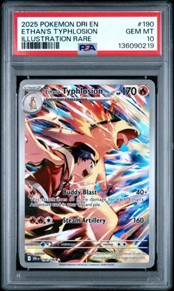2025 POKEMON DRI EN-DESTINED RIVALS ILLUSTRATION RARE ETHAN'S TYPHLOSION PSA 10 - Image 1
