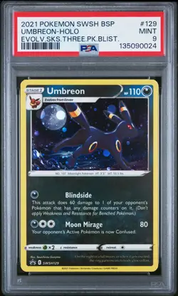 MINT PSA 9 Umbreon W/ FULL HD SWIRL Pokemon Swsh Black Star Promo #129 2021 - Image 1