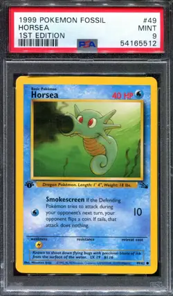 PSA 9 Pokemon 1999 1st Edition Fossil Horsea #49 - Image 1