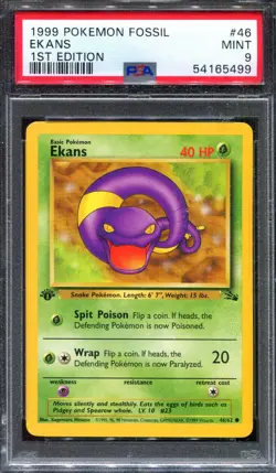 PSA 9 Pokemon 1999 1st Edition Fossil Ekans #46 - Image 1