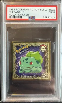 1999 Pokemon Action Flipz Gold Holo Sticker - Bulbasaur #SG2 - PSA 9 - Image 1
