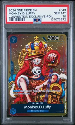 2024 ONE PIECE PROMOS CONVENTION EXCLUSIVE-FOIL #043 MONKEY D. LUFFY PSA 10 - Image 1
