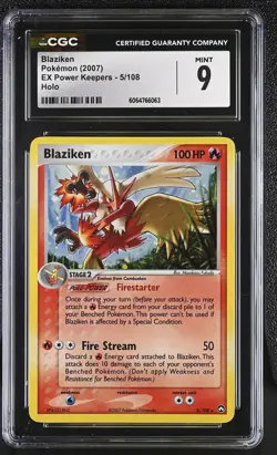 CGC 9 MINT Blaziken 2007 EX Power Keepers 5/108 Holo Pokemon Card - Image 1