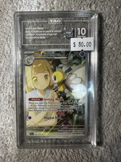 Pokemon TCG Lillie's Ribombee Holo Card 164/159 Sv09: Journey Together TAG10 - Image 1