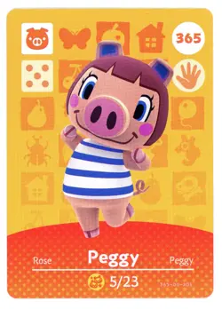 Peggy #365 - Amiibo Card - Animal Crossing Series 1 - Authentic Nintendo - Image 1