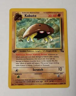1999 Pokemon TCG Fossil First Edition Non Holo Kabuto 50/62 Card Near Mint - Image 1