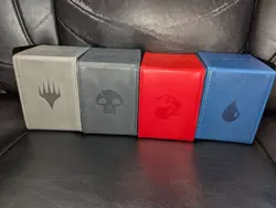 Ultra Pro Red Blue Black And Grey Lot Alcove Leather Flip Deck Box Magic MTG - Image 1