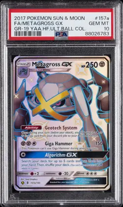 2017 POKEMON SUN & MOON GUARDIANS RISING #157A FULL ART/METAGROSS GX PSA 10 - Image 1
