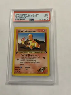 2000 POKEMON GYM CHALLENGE 1ST ED #60 BLAINE'S CHARMANDER PSA 9 Graded Card - Image 1