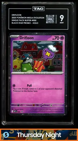 2025 POKEMON MEGA EVOLUTIONS BLACK STAR PROMO #005 DRIFLOON HOLO TAG 9 - Image 1