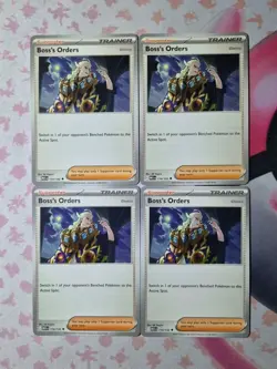 Pokemon Card - 4 x Boss's Orders - 114/132 Mega Evolution - Trainer Playset - Image 1