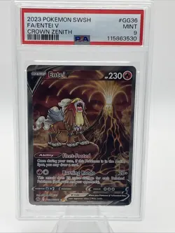 2023 Pokemon Entei V GG36 PSA 9 Crown Zenith Full Art Holo - Image 1