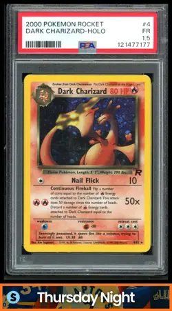 2000 POKEMON TEAM ROCKET FIRST EDITION #4/82 DARK CHARIZARD HOLO RARE PSA 1.5 - Image 1